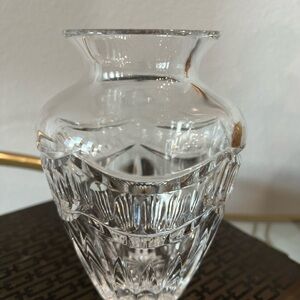 Waterford Crystal Clear Cut Glass Vase with Faceted Pattern